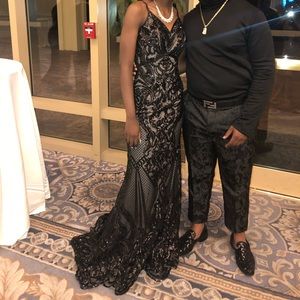 Elegant black prom dress